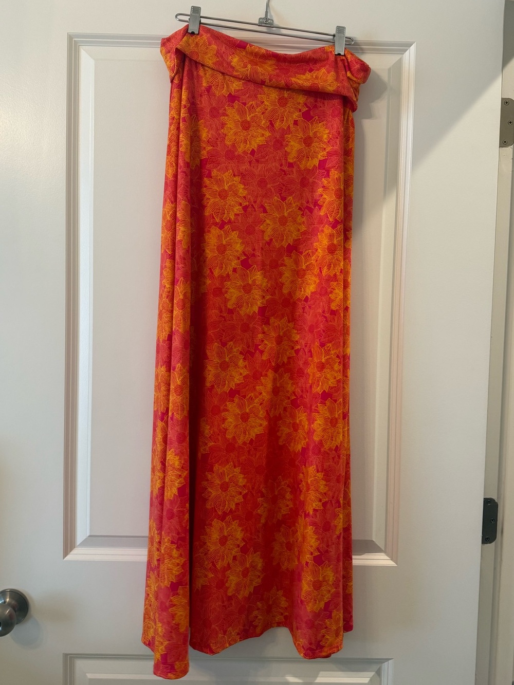 LuLaRoe Bright Pink and Orange Floral Maxi Skirt
